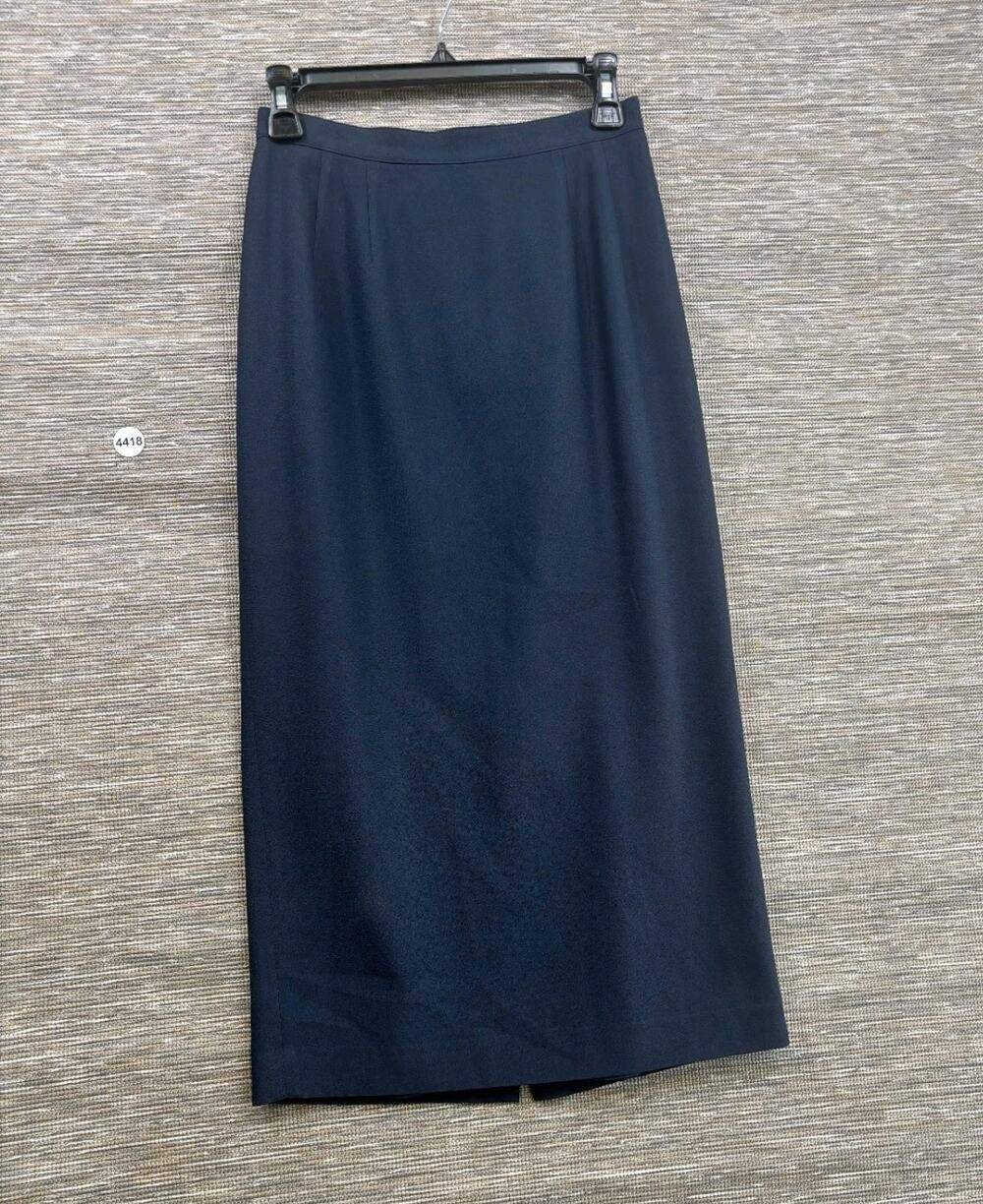 Skirt Lined Full Length Navy Blue w/Slit Size 4P Casual Career